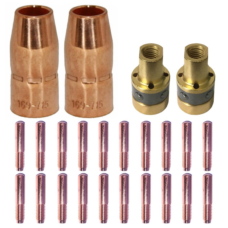 Zinger Mig Welding Gun Accessory .030" Kit for Miller Millermatic M-10,M-15 and Hobart H-9 H-10:20pcs Contact Tips 000-067 0.030"+2pcs gas nozzles 169-715 1/2"+2pcs gas diffusers 169-716 â€¦ - Image 1